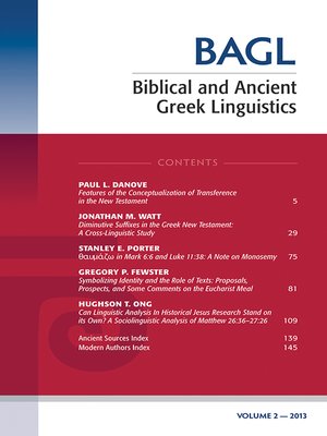 cover image of Biblical and Ancient Greek Linguistics, Volume 2